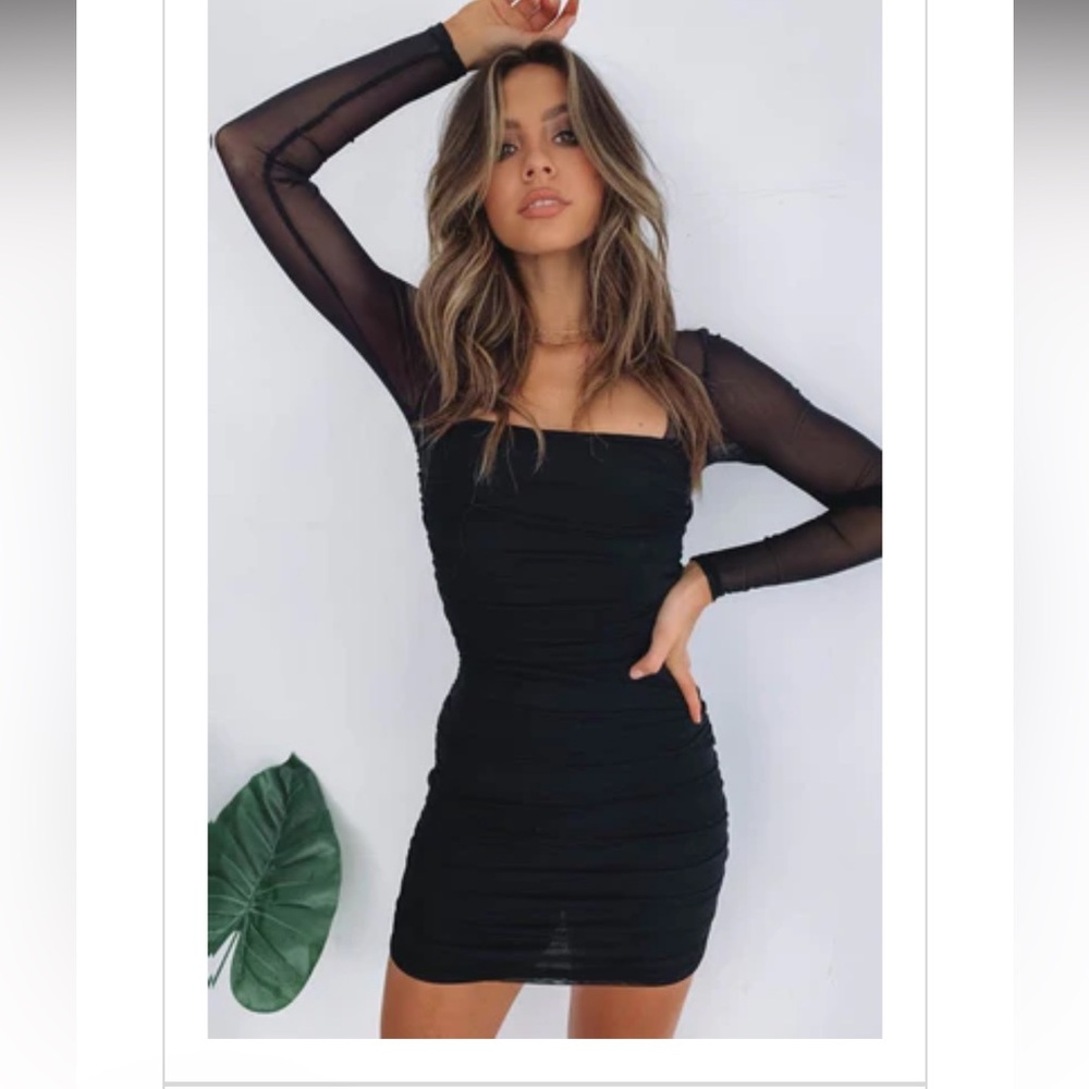 Beginning Boutique  Estee Long Sleeve Mesh Party Dress Black size 0 US/xxs/AU 4
